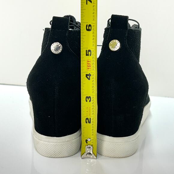 Steve Madden Flavy Wedge Heel Sneaker Shoes Suede Side Zipper Black Womens 9 - Picture 8 of 10
